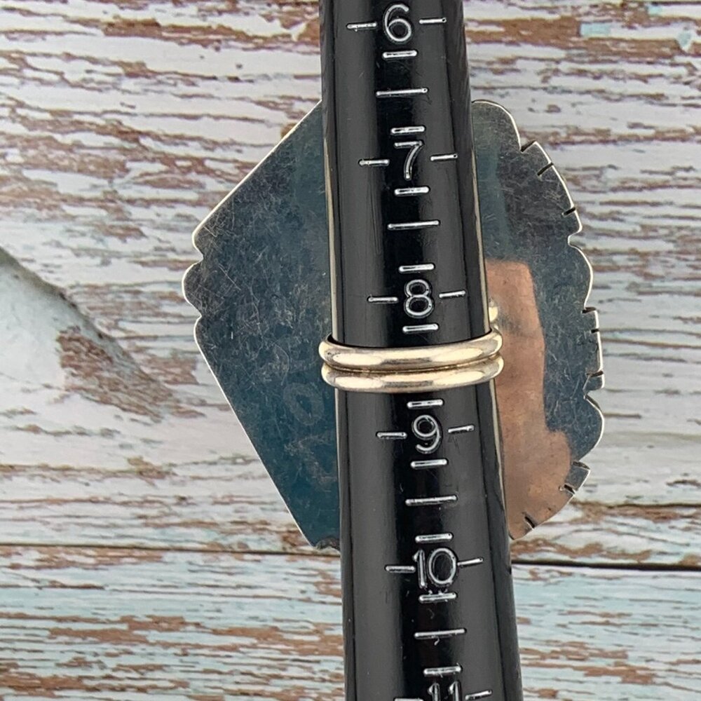 Huge Turquoise & Spiny Oyster Sterling Silver Navajo Native American Vtg Ring - Picture 11 of 11